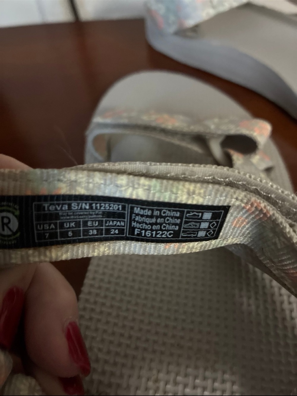Teva Gray Sandals with Peach Floral Straps Size 7 - Picture 5 of 6